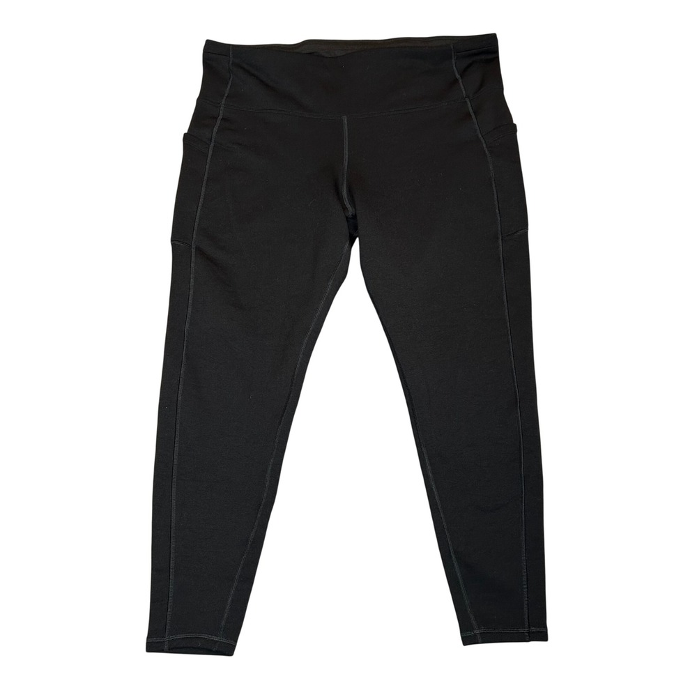 Athleta Altitude Stash Tight Fleece Lined Power Stretch Black Leggings 2X Cozy